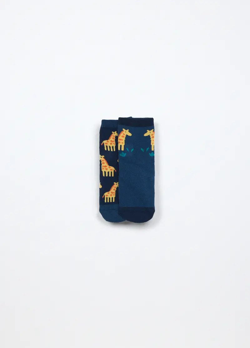 Blukids, Pack 2 Calzini Antiscivolo In Spugna Neonato, Unisex, Blu scuro, Taglia: 12-18