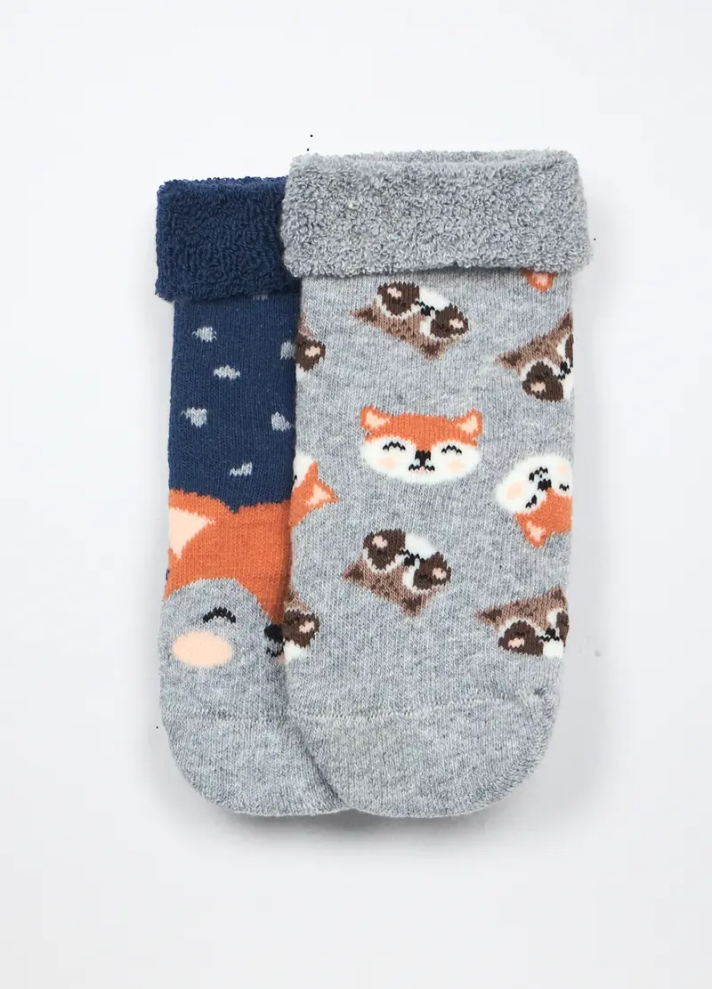 Blukids, Pack 2 Calzini Antiscivolo In Spugna Neonato, Unisex, Blu scuro, Taglia: 12-18