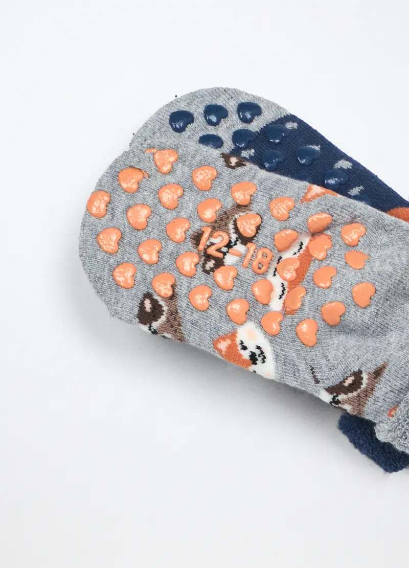 Blukids, Pack 2 Calzini Antiscivolo In Spugna Neonato, Unisex, Blu scuro, Taglia: 12-18 miniatura 2