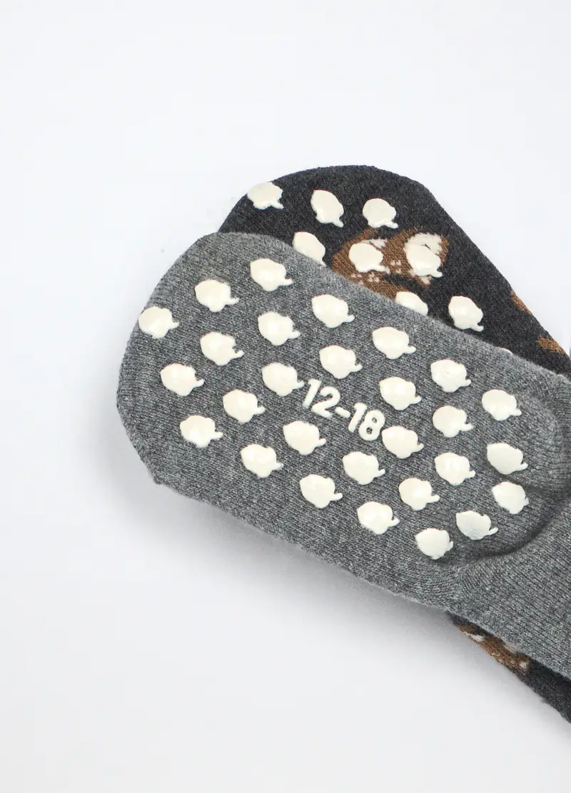 Blukids, Pack 2 Calzini Antiscivolo In Spugna Neonato, Unisex, Grigio scuro, Taglia: 12-18 miniatura 2