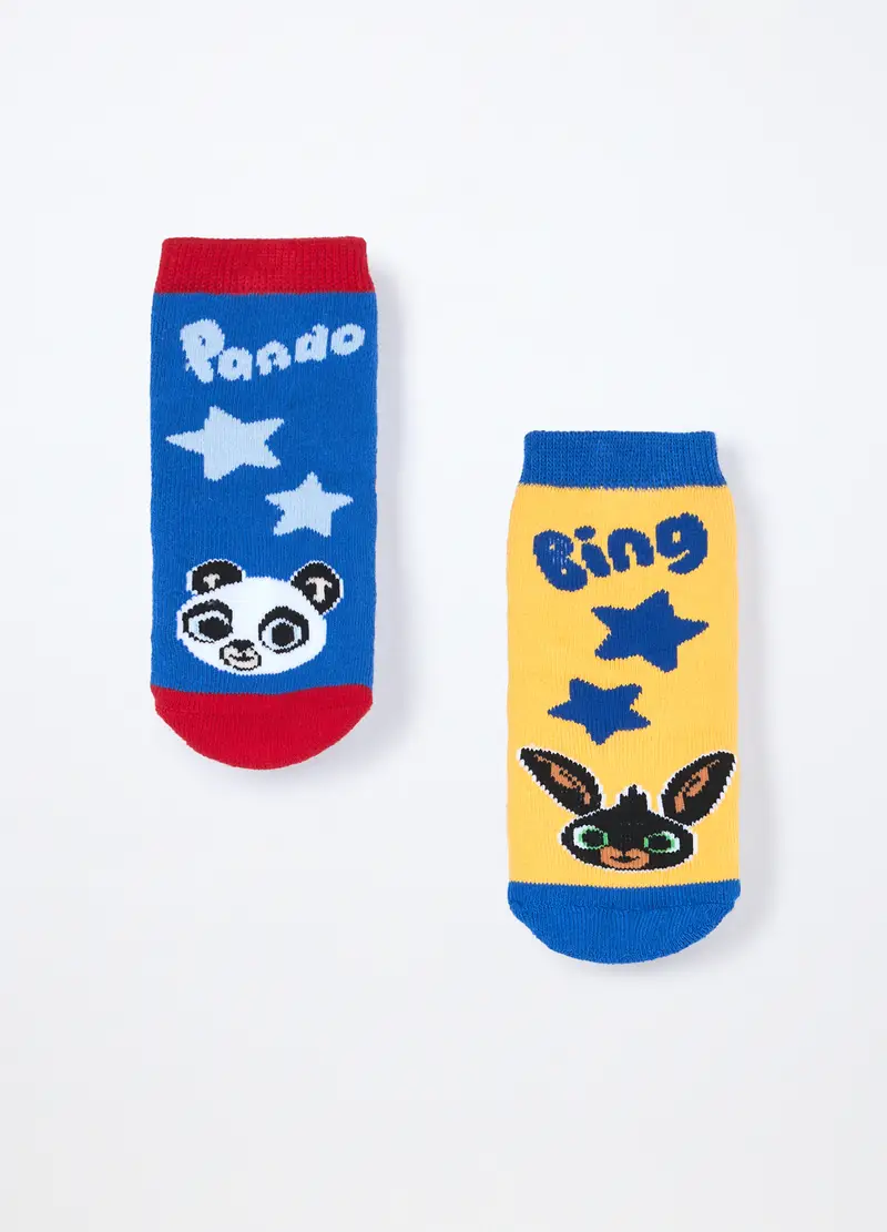 Pack 2 Calzini Antiscivolo Neonato, Blu/Giallo miniatura 2