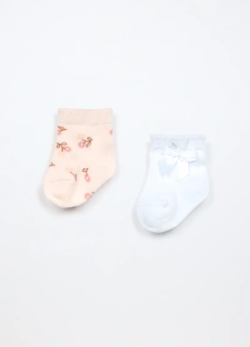 Pack 2 Calzini Corti Misto Cotone Neonata, Rosa chiaro miniatura 2