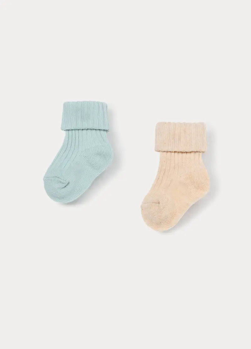 Pack 2 Calzini Corti Misto Cotone Neonato, Unisex, Verde chiaro miniatura 2