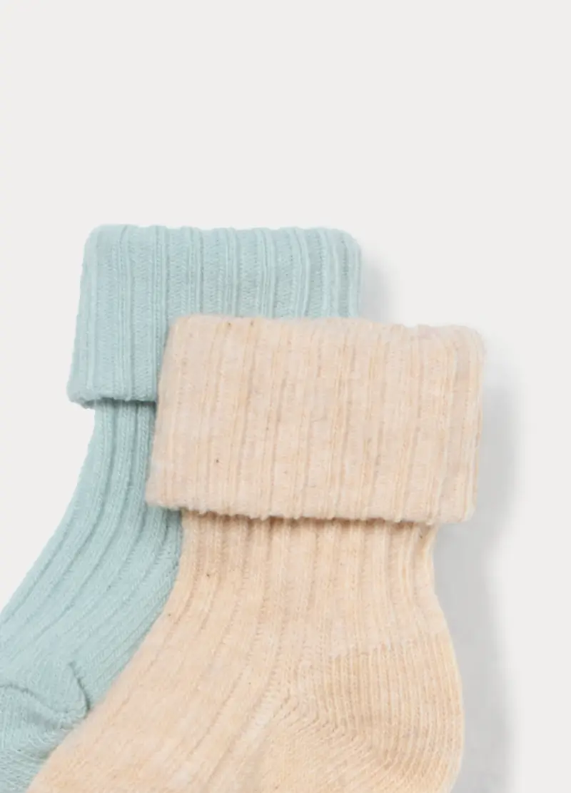 Pack 2 Calzini Corti Misto Cotone Neonato, Unisex, Verde chiaro miniatura 3