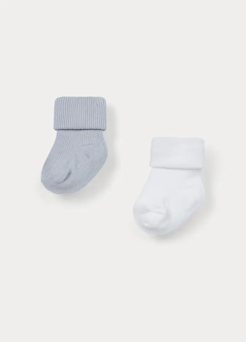 Pack 2 Calzini Corti Misto Cotone, Unisex, Grigio chiaro, U miniatura 2