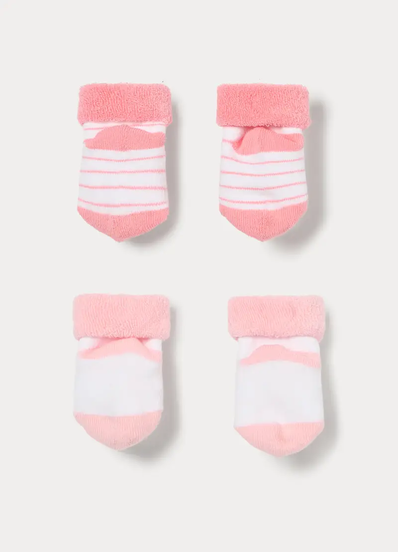 Pack 2 Calzini In Spugna Misto Cotone Neonata, Neonato, Rosa pastello miniatura 2