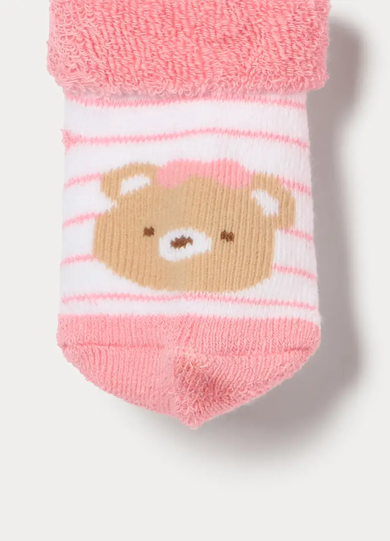 Pack 2 Calzini In Spugna Misto Cotone Neonata, Neonato, Rosa pastello miniatura 3