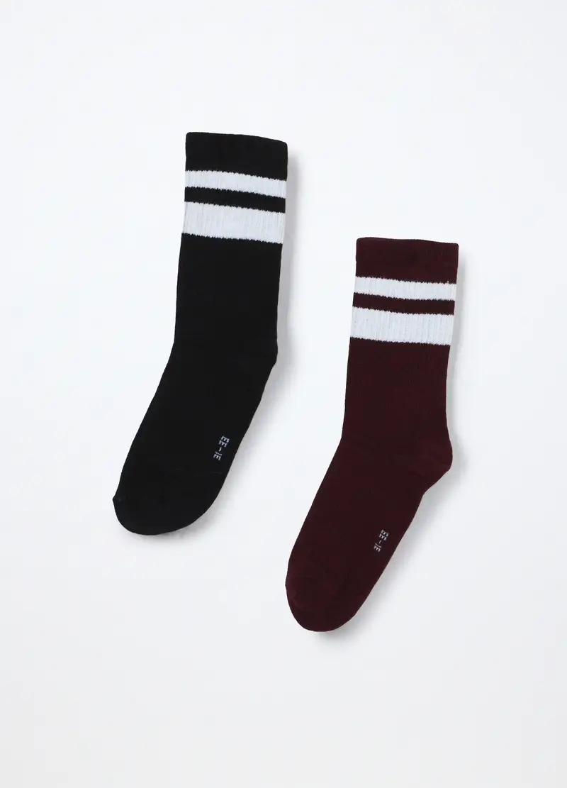 Pack 2 Calzini Medi Misto Cotone Bambina, Nero