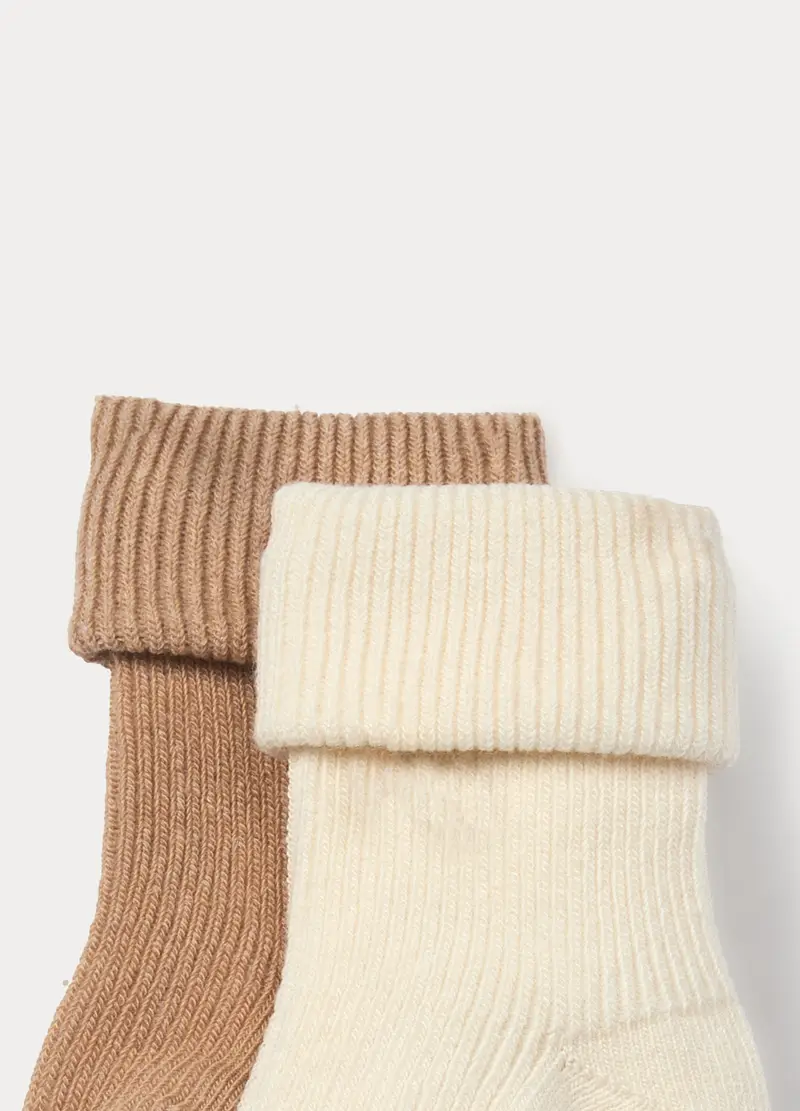 Pack 2 Calzini Tricot Misto Cotone, Unisex, Marrone cioccolato, U miniatura 3