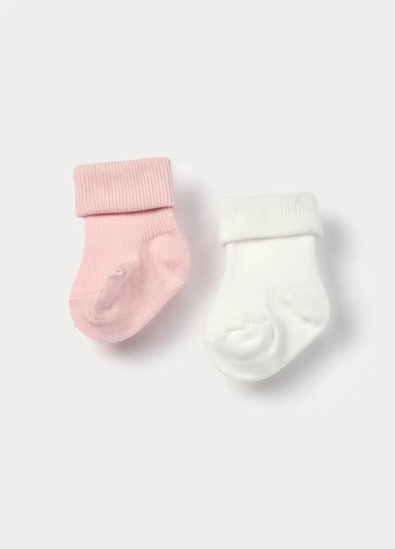 Pack 2 Calzini Tricot Misto Cotone, Unisex, Rosa pastello, U miniatura 2