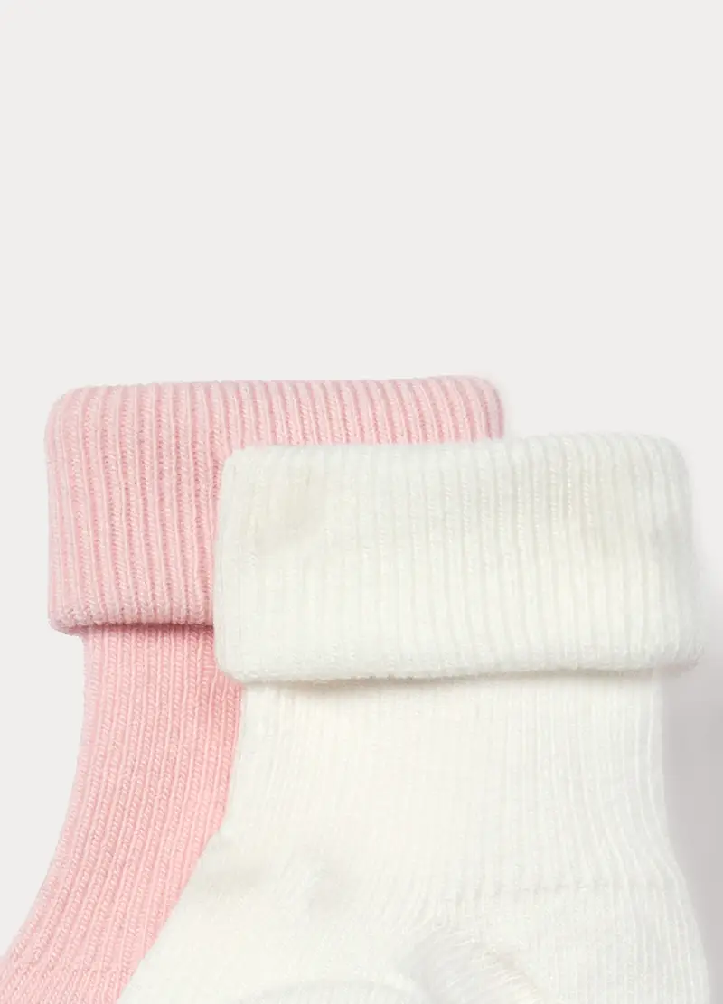Pack 2 Calzini Tricot Misto Cotone, Unisex, Rosa pastello, U miniatura 3