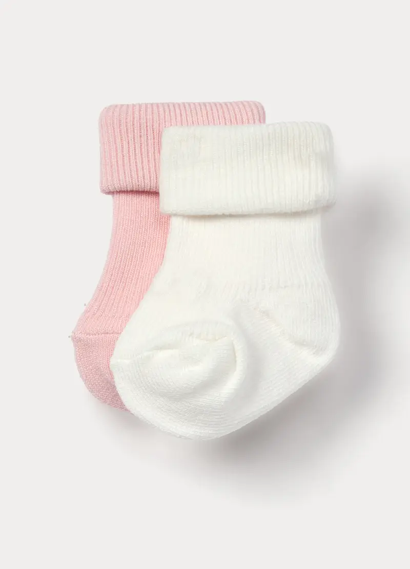 Pack 2 Calzini Tricot Misto Cotone, Unisex, Rosa pastello, U