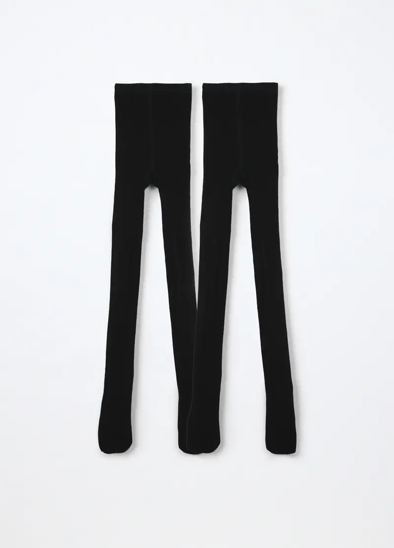 Pack 2 Collant In Cotone Stretch Bambina, Nero