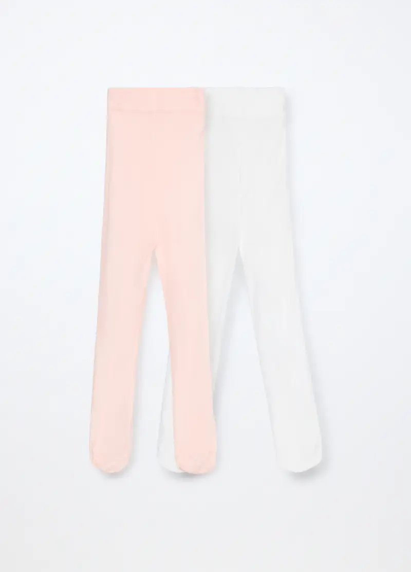 Pack 2 Collant In Tessuto Stretch Made In Italy Neonata, Bambina, Rosa chiaro