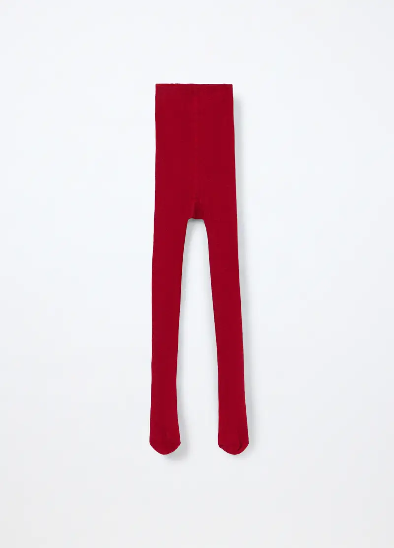 Pack 2 Collant Misto Cotone Bambina, Rosso aragosta