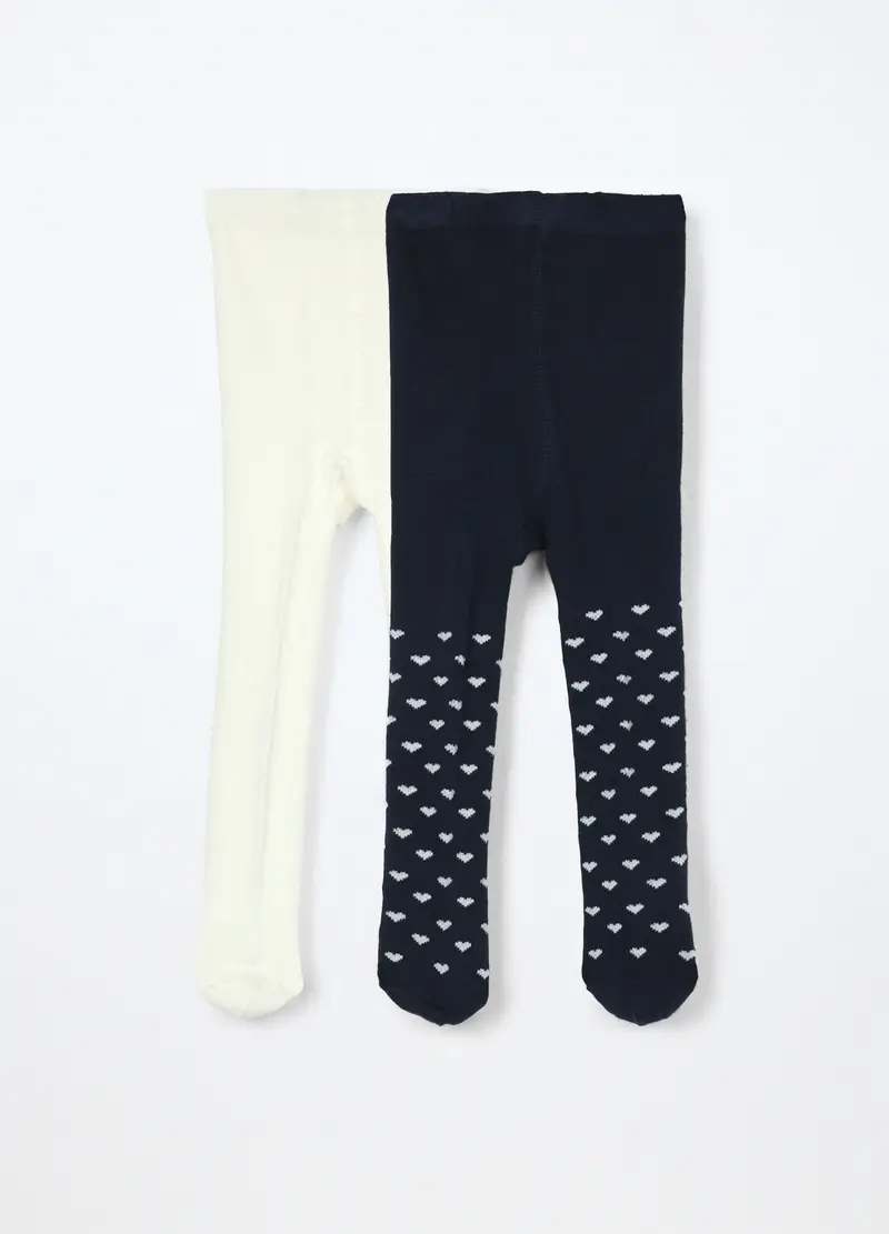 Pack 2 Collant Misto Viscosa Neonata, Blu scuro