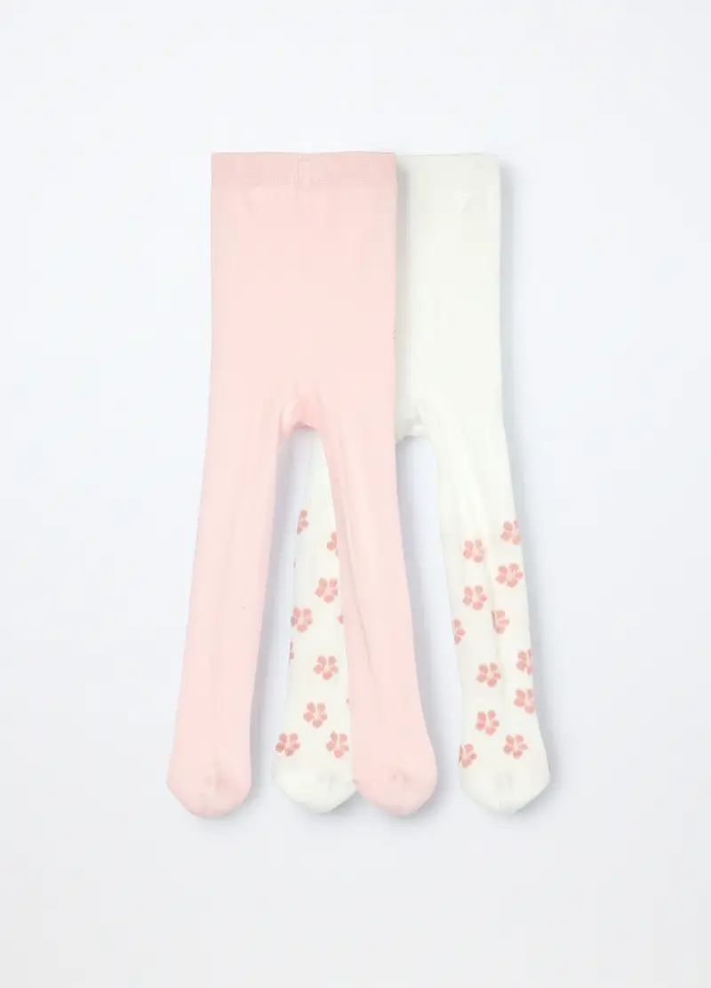 Pack 2 Collant Misto Viscosa Neonata, Rosa chiaro