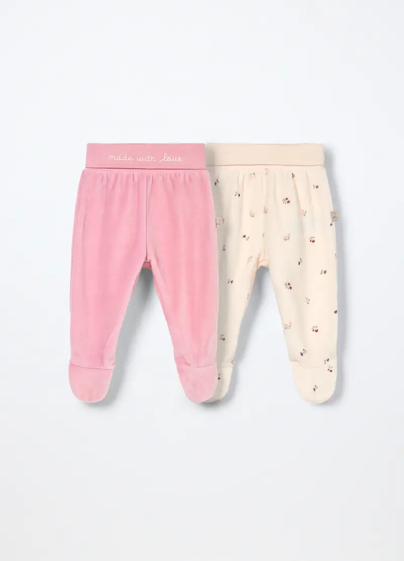 Pack 2 Ghettine Misto Cotone Velour Neonata, Rosa pastello