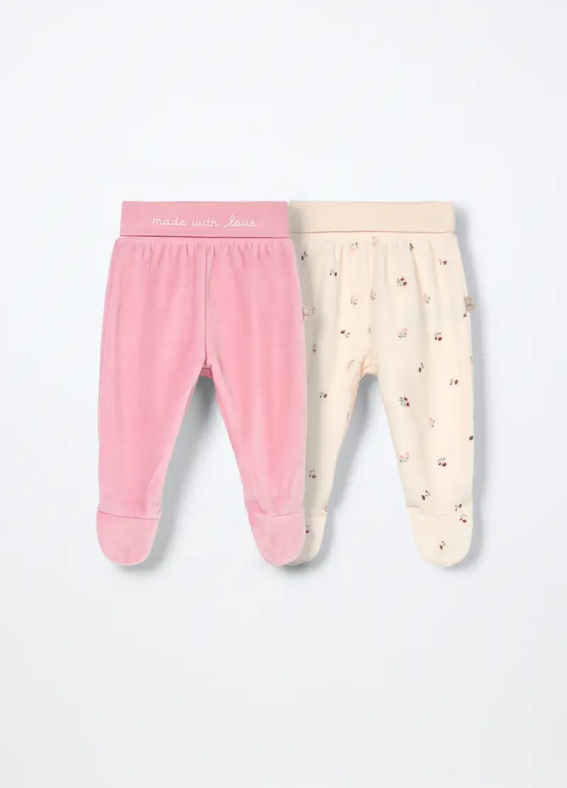 Pack 2 Ghettine Misto Cotone Velour Neonata, Rosa pastello