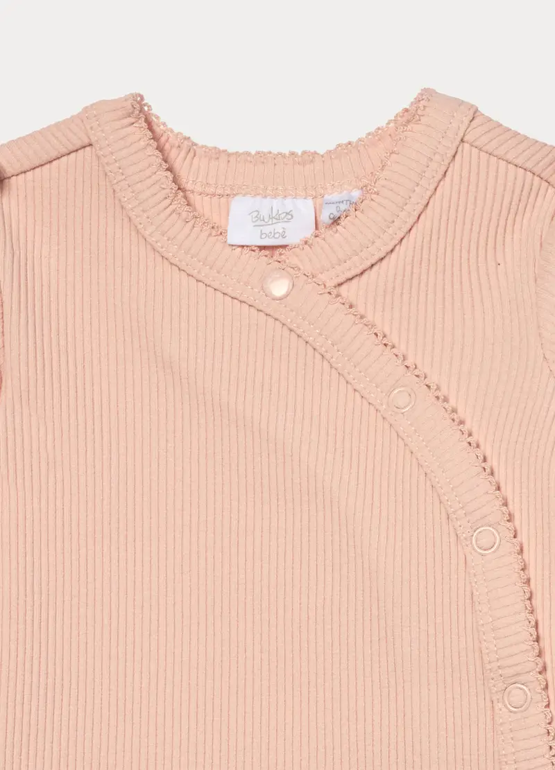 Pack 2 Magliette In Costina Di Cotone Stretch, Unisex, Bianco/Rosa miniatura 3