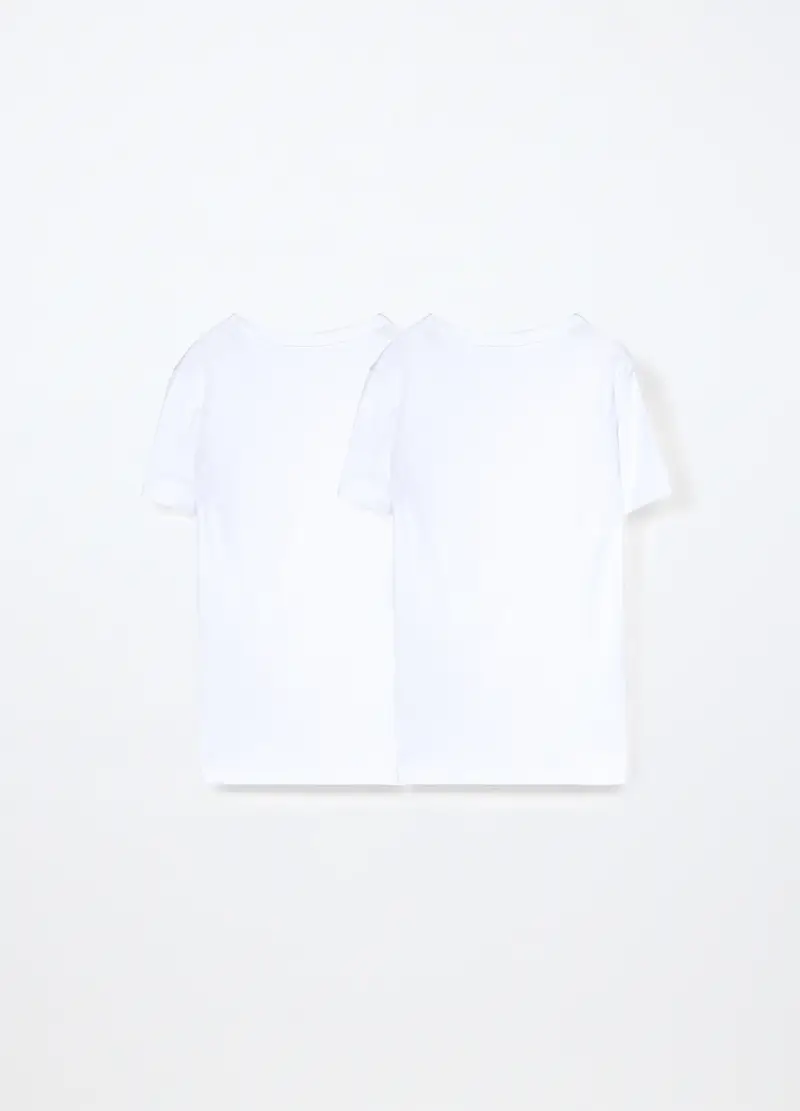 Pack 2 Magliette Intime In Costina Di Puro Cotone Bambino, Bianco gesso miniatura 2