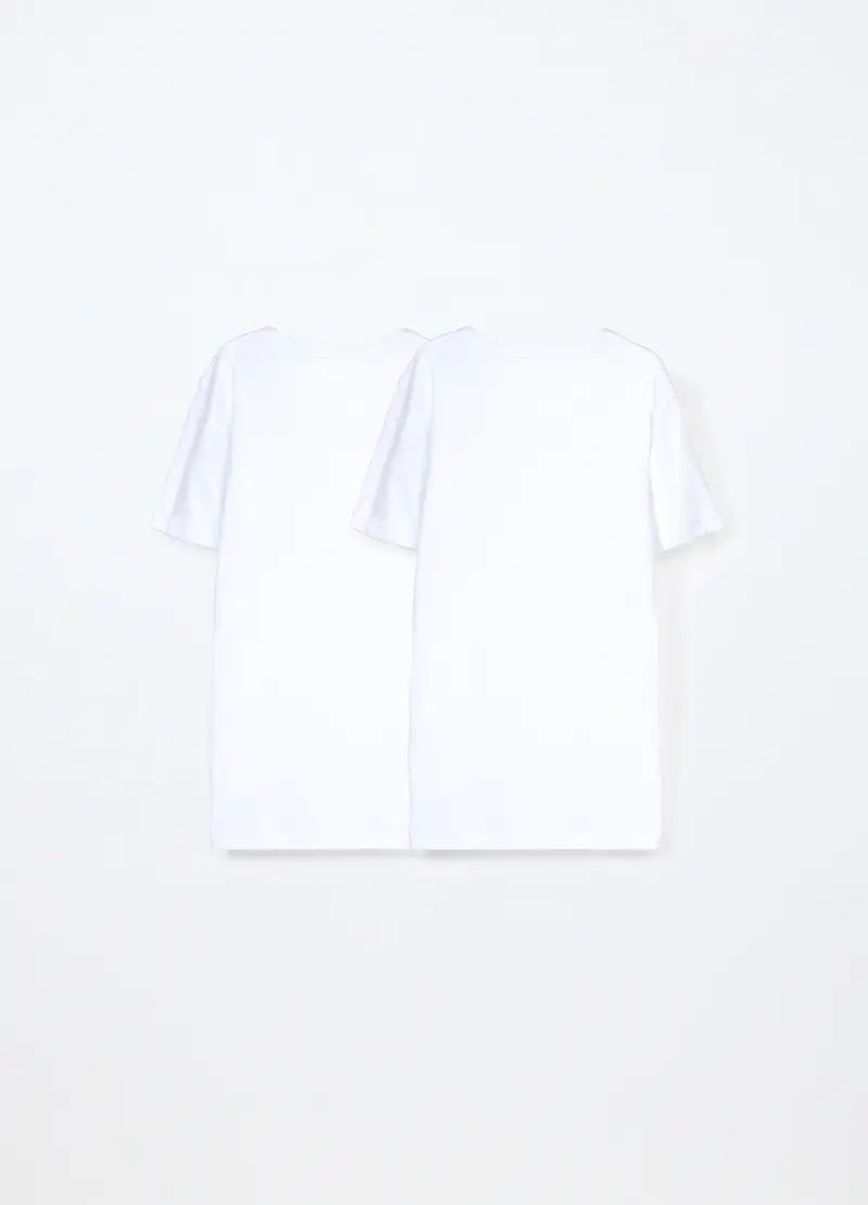 Pack 2 Magliette Intime In Costina Di Puro Cotone Ragazzo, Bambino, Bianco gesso miniatura 2