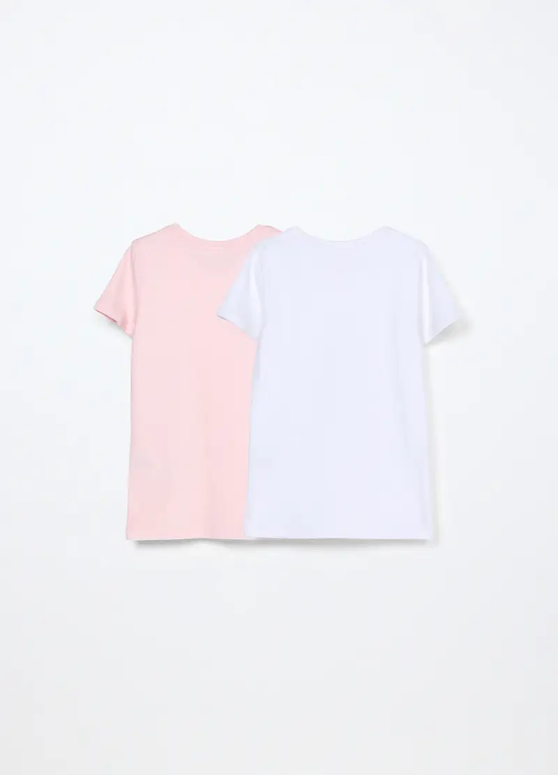 Pack 2 Magliette Intime In Interlock Di Puro Cotone Bambina, Bianco/Rosa miniatura 2