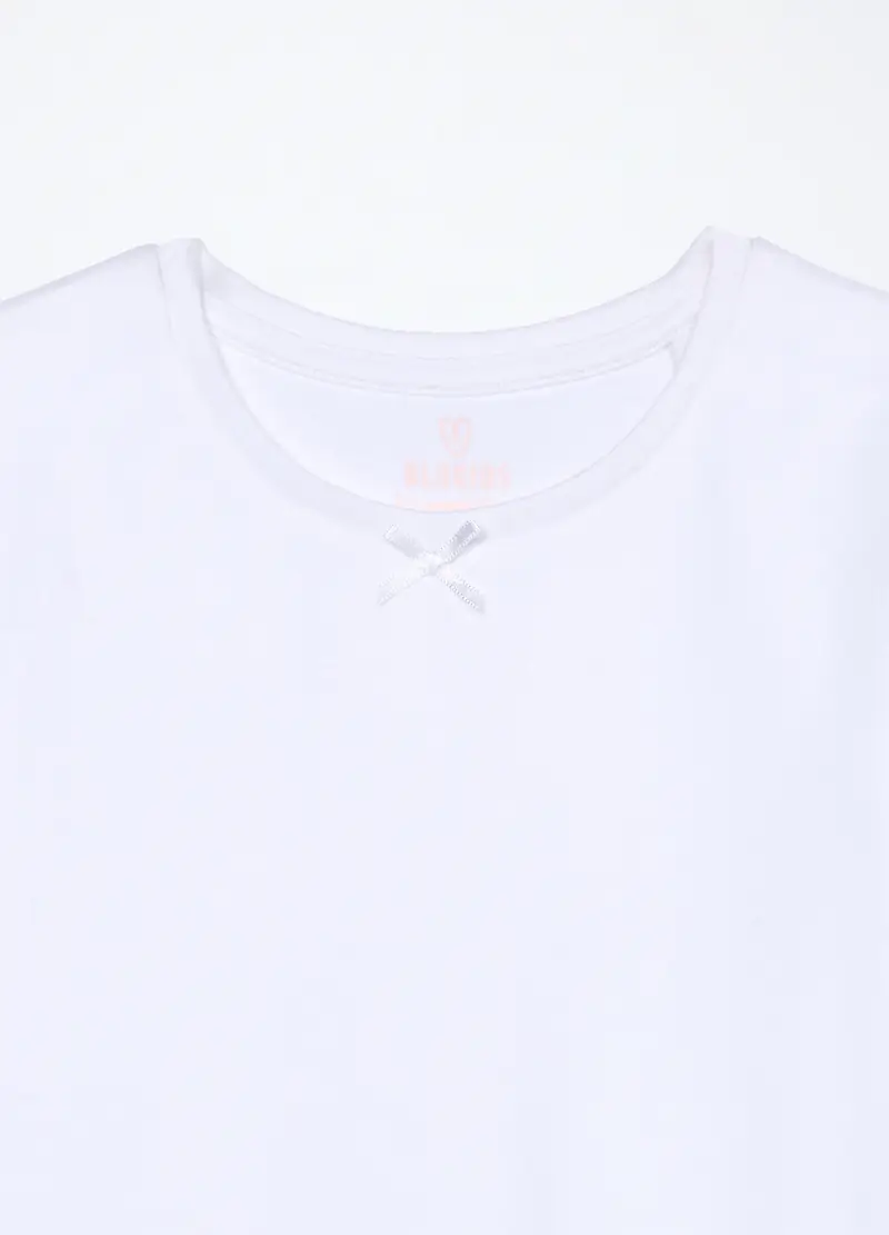 Pack 2 Magliette Intime In Interlock Di Puro Cotone Bambina, Bianco/Rosa miniatura 3