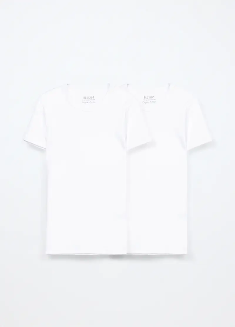 Pack 2 Magliette Intime In Interlock Di Puro Cotone Bambino, Bianco gesso