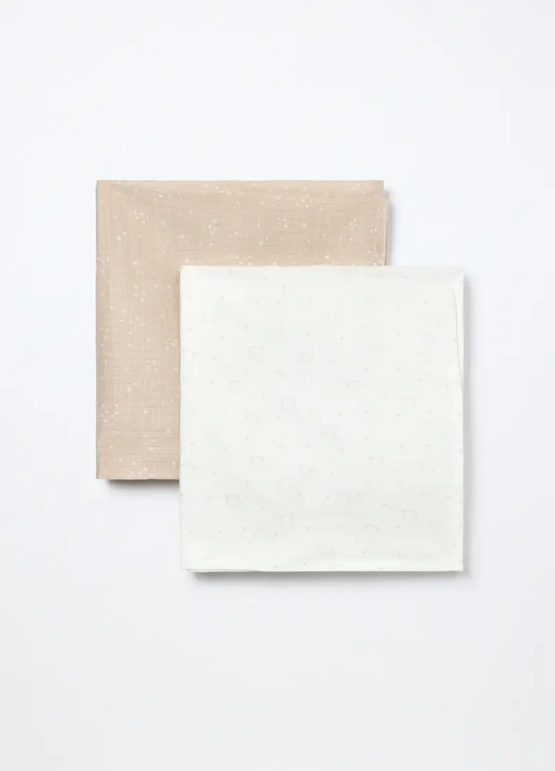 Blukids, Pack 2 Mussole In Puro Cotone, Unisex, Bianco/Beige, Taglia: T.U miniatura 2