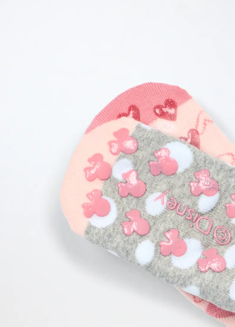 Pack 2 Scarpine Anti Scivolo In Spugna Misto Cotone Bambina, Rosa pompelmo miniatura 3