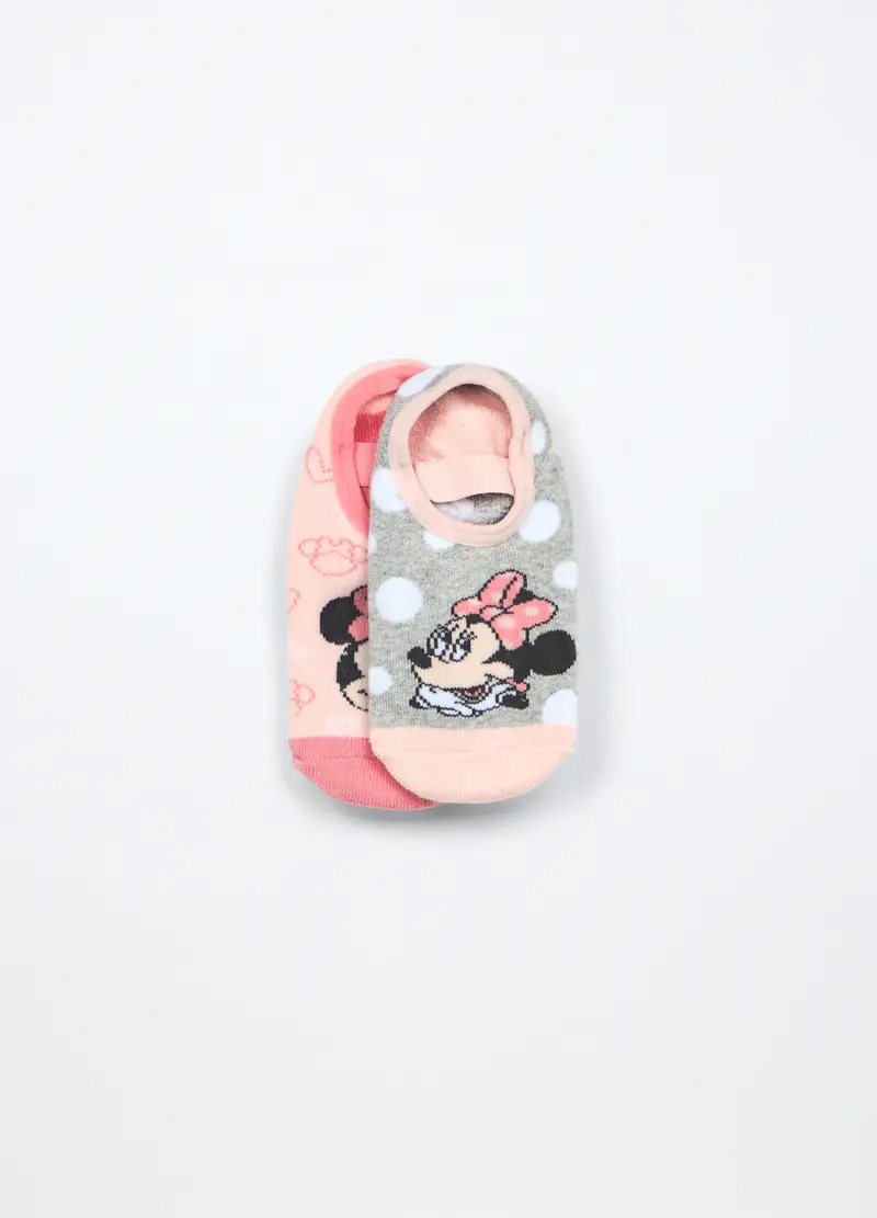 Pack 2 Scarpine Anti Scivolo In Spugna Misto Cotone Bambina, Rosa pompelmo