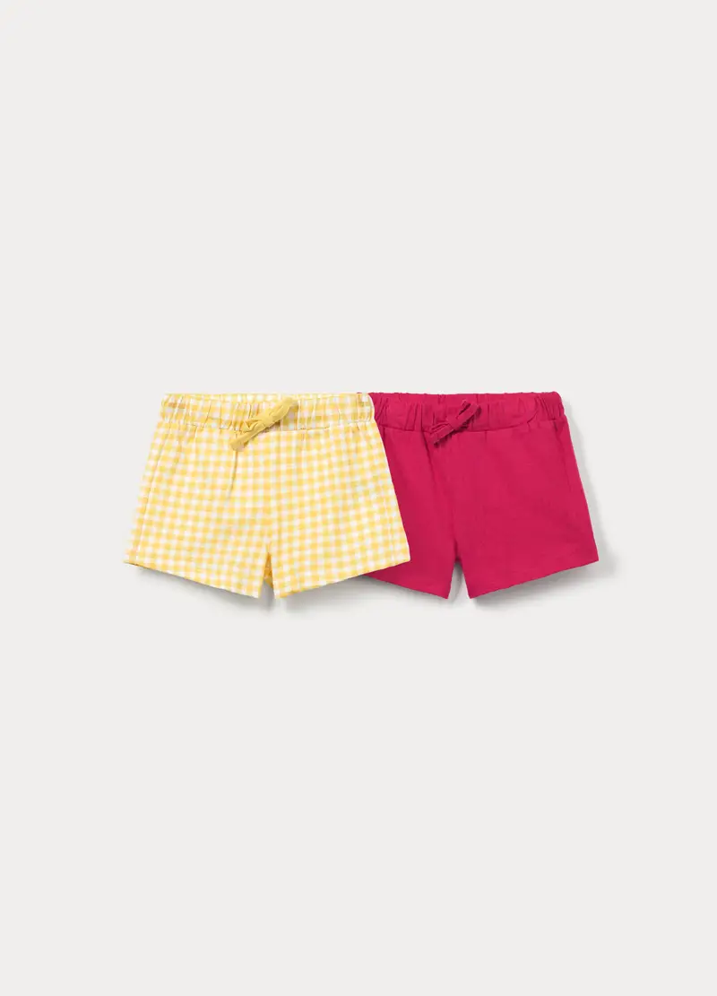 Pack 2 Shorts In Jersey Di Puro Cotone Bimba, Bambina, Bianco