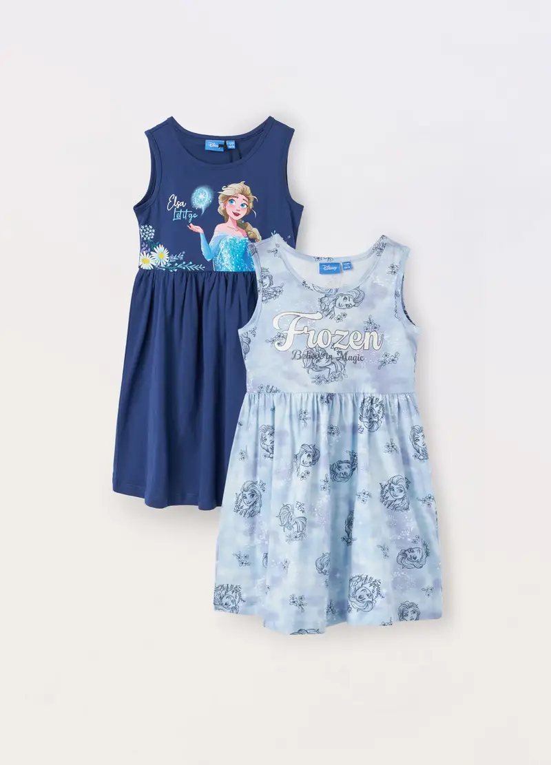Pack 2 Vestiti In Puro Cotone Bambina, Azzurro chiaro