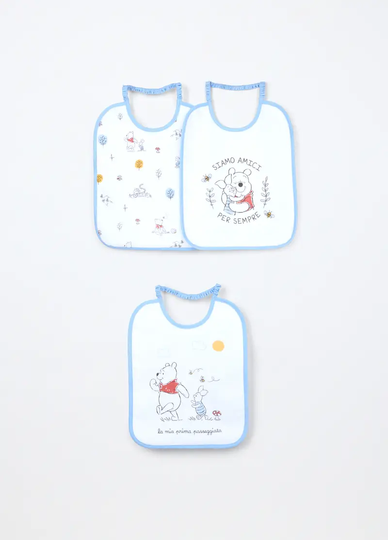 Pack 3 Bavaglini In Spugna Di Misto Cotone Neonato, Bianco/Azzurro, .U