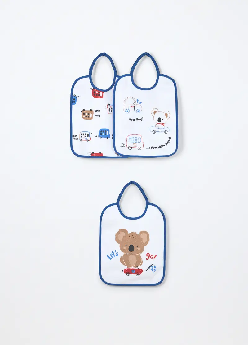 Pack 3 Bavaglini In Spugna Di Misto Cotone Neonato, Blu Bluette, .U