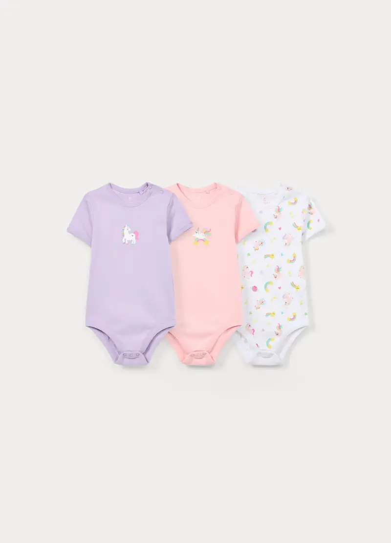 Pack 3 Body In Costina Di Puro Cotone Neonata, Bianco