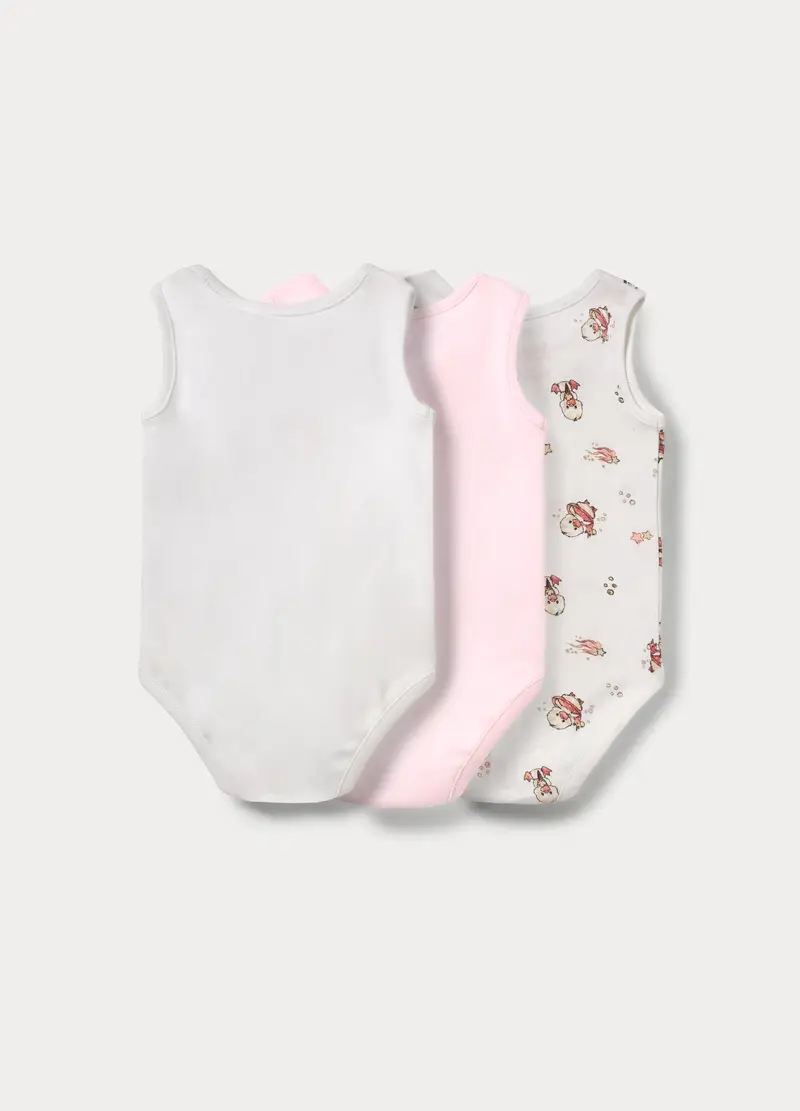 Pack 3 Body In Costina Di Puro Cotone, Neonata, Bianco miniatura 2