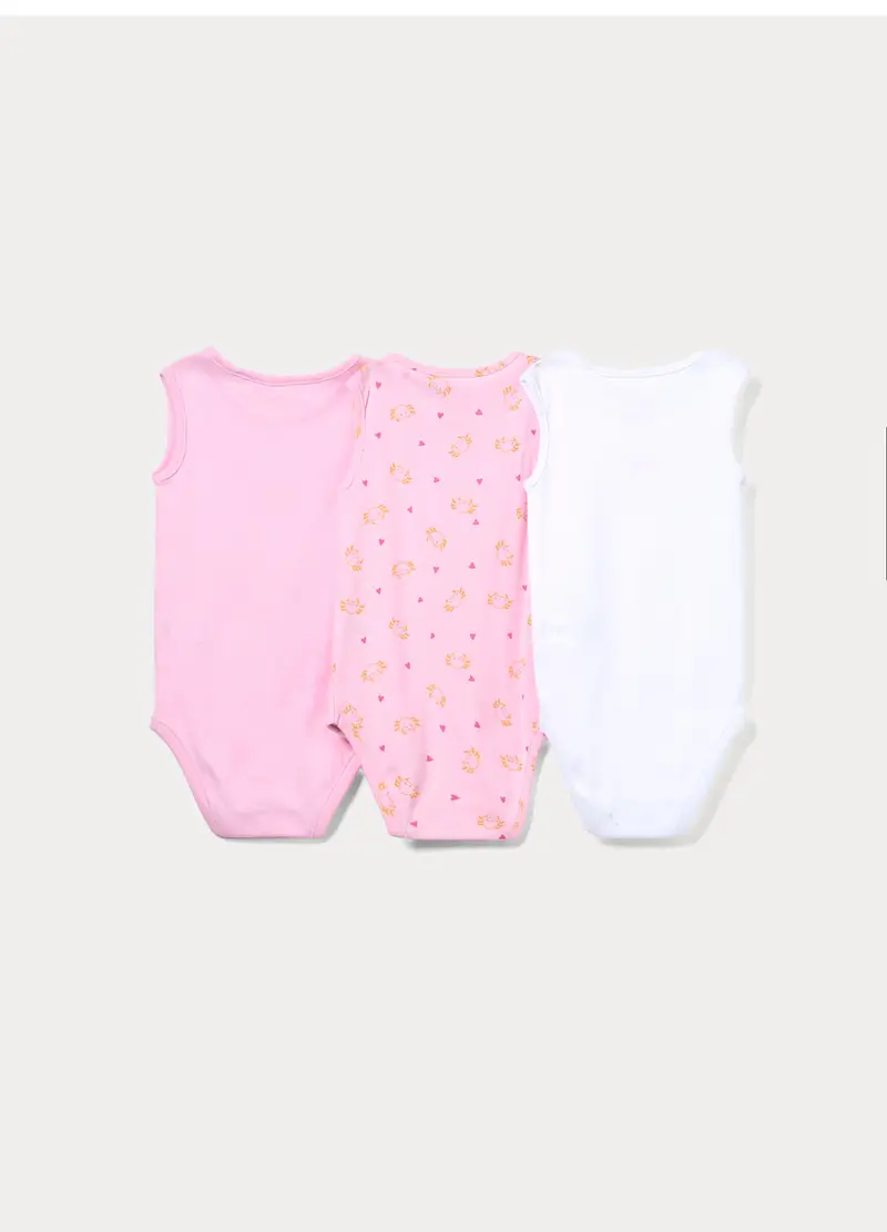 Pack 3 Body In Costina Di Puro Cotone, Neonata, Bianco miniatura 2