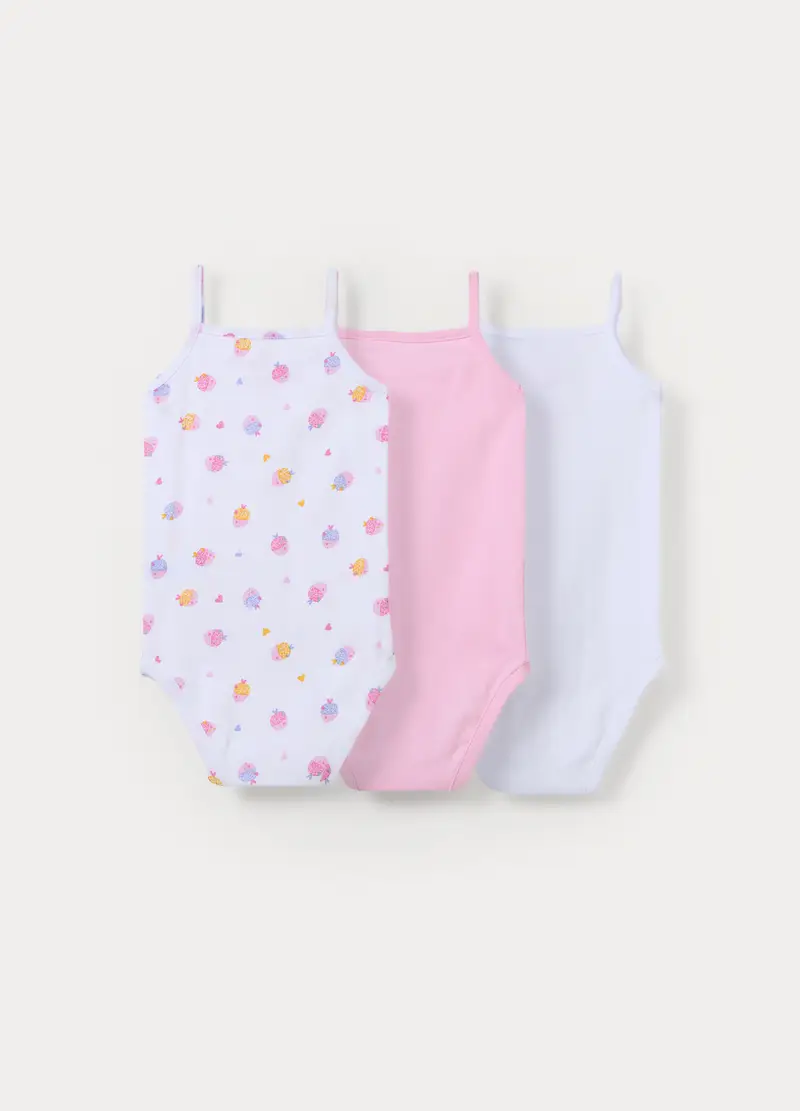 Pack 3 Body In Costina Di Puro Cotone, Neonata, Bianco/Rosa miniatura 2
