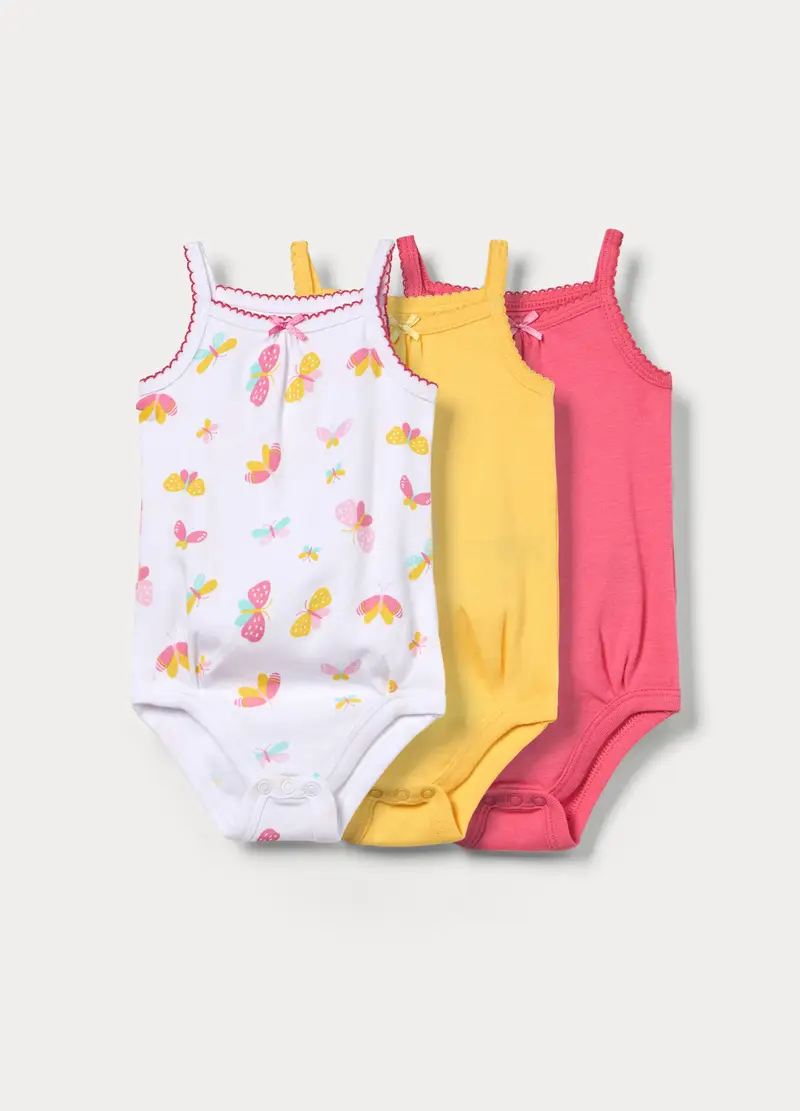 Pack 3 Body In Costina Di Puro Cotone, Neonata, Rosa chiaro