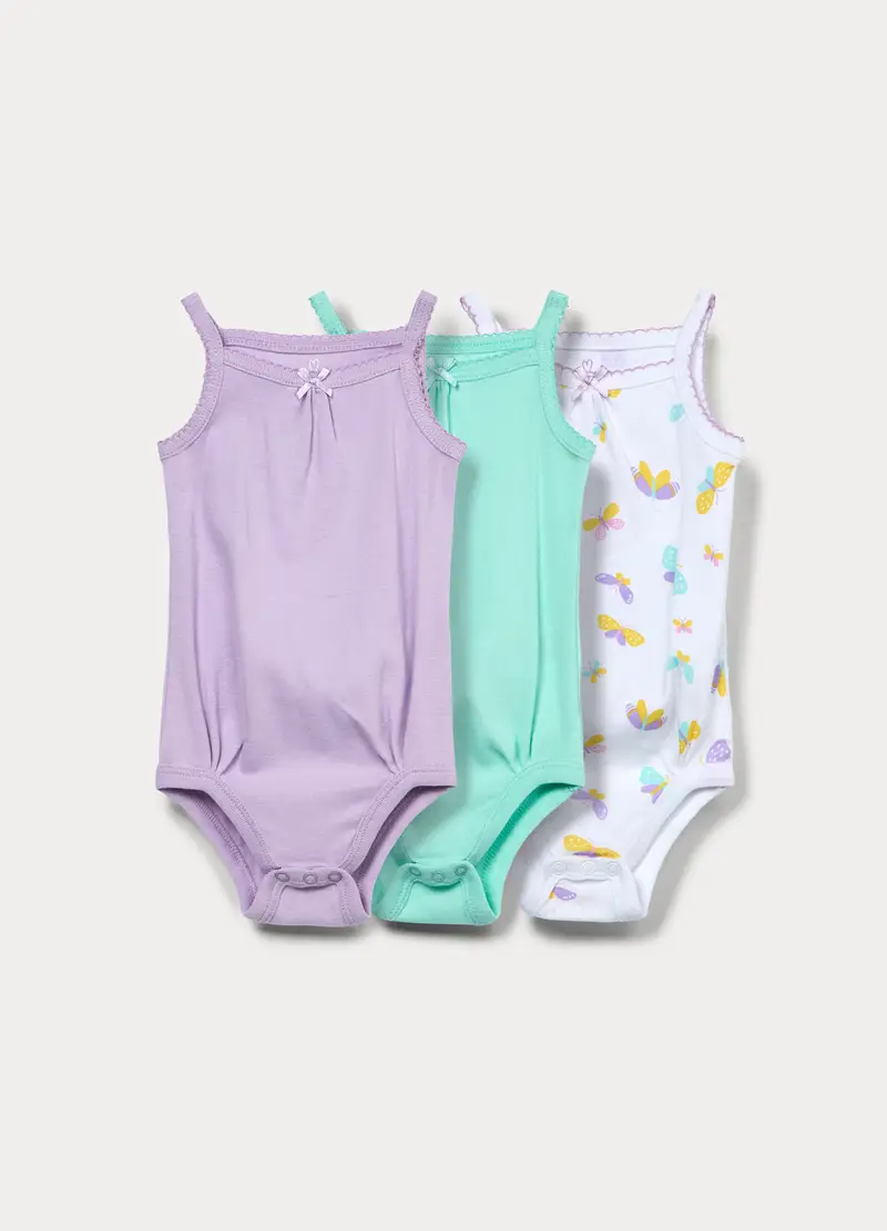 Pack 3 Body In Costina Di Puro Cotone, Neonata, Viola lilla