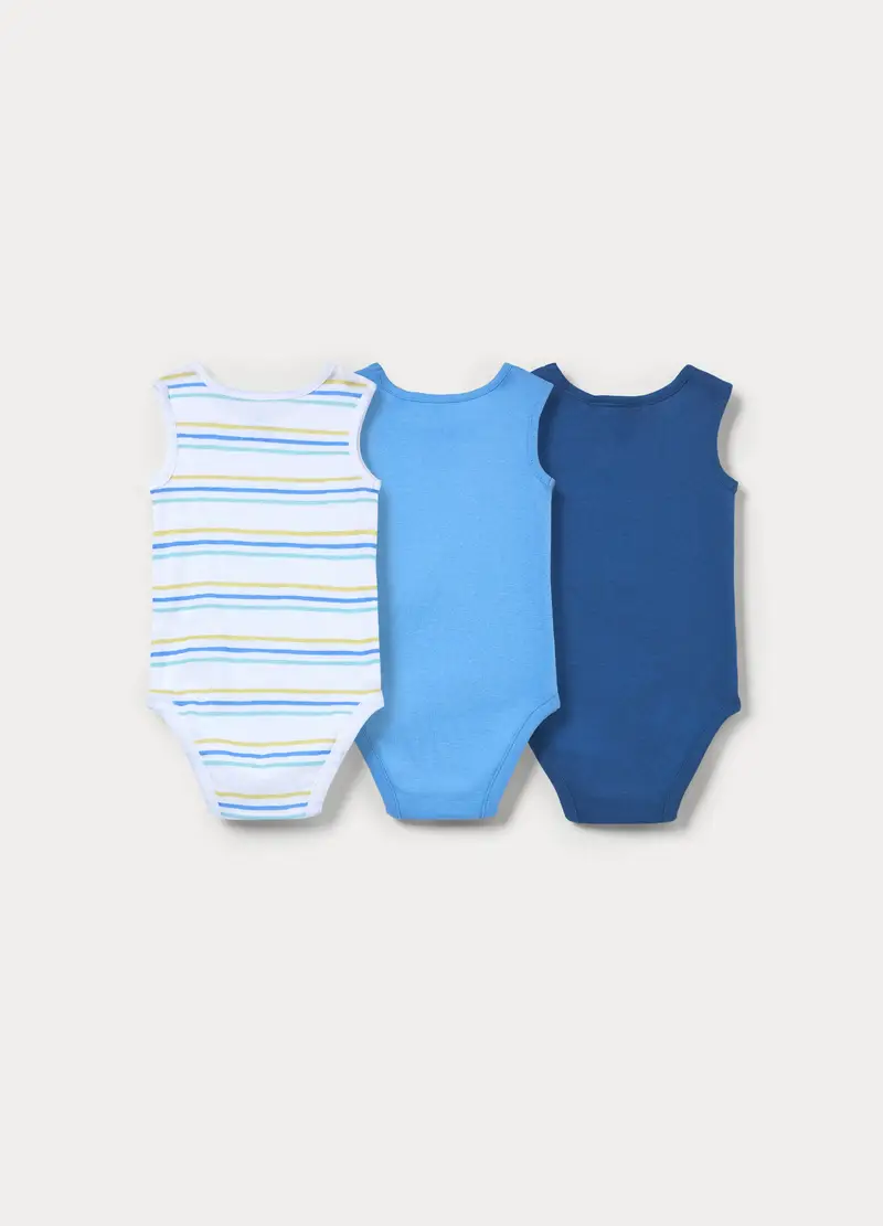 Pack 3 Body In Costina Di Puro Cotone, Neonato, Blu Bluette miniatura 2