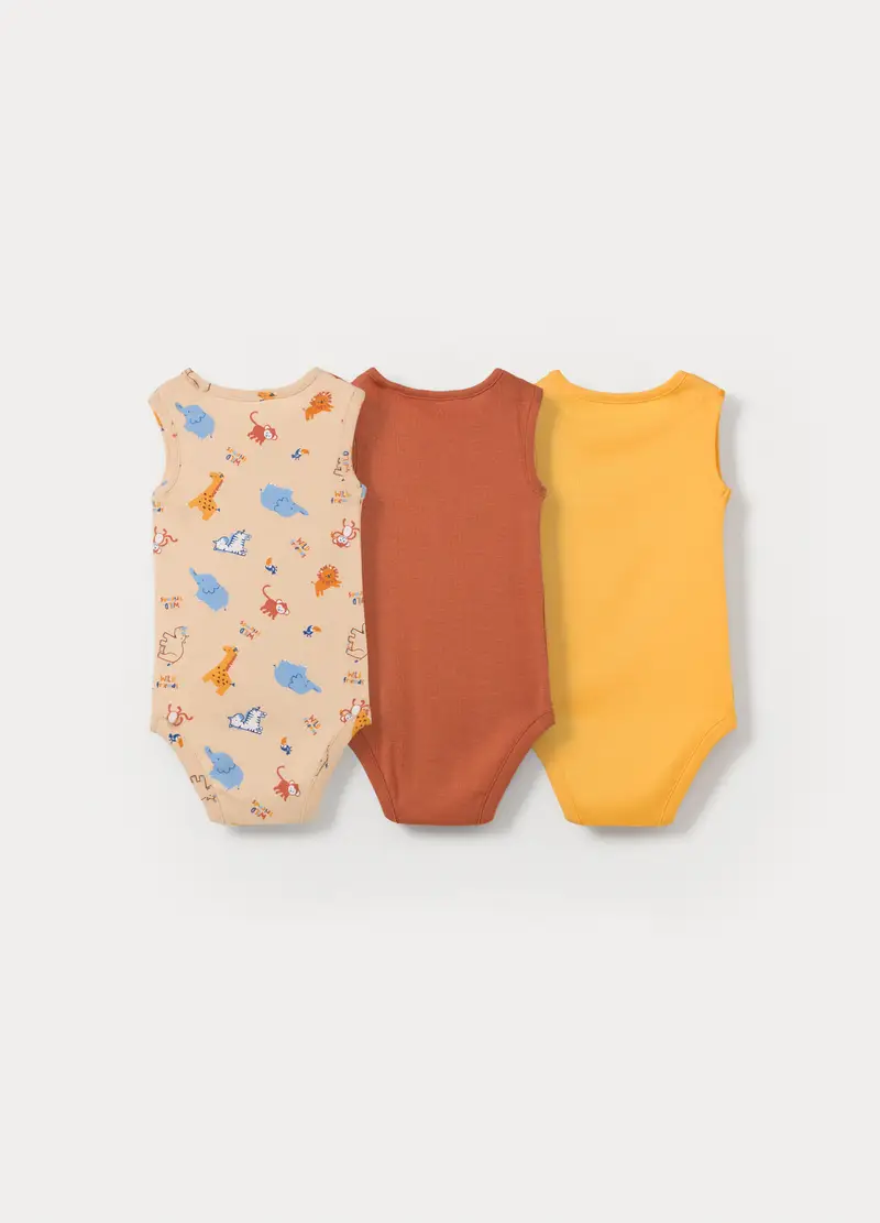 Pack 3 Body In Costina Di Puro Cotone, Neonato, Giallo banana miniatura 2