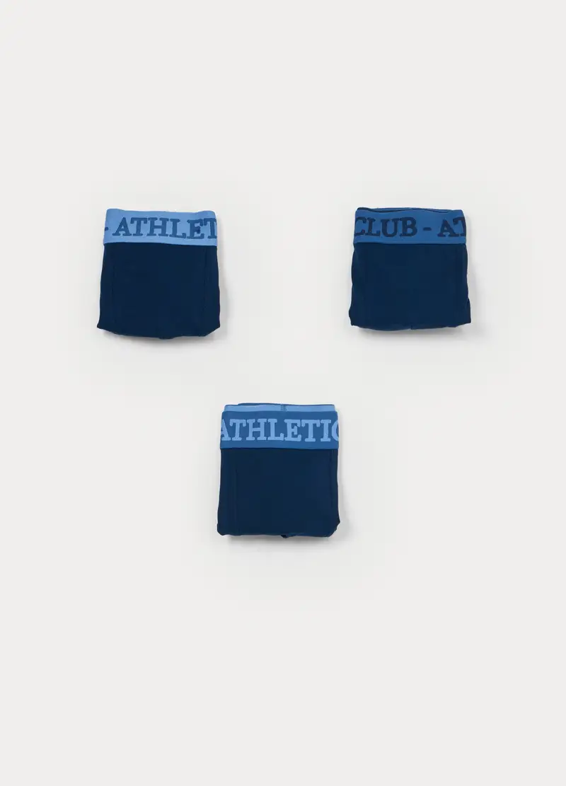 Pack 3 Boxer In Jersey Di Cotone Stretch Ragazzo, Bambino, Blu Bluette