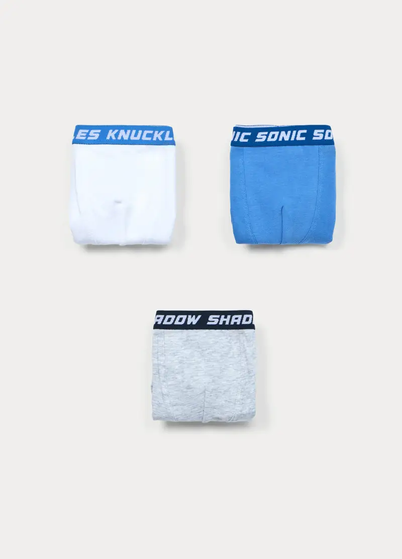 Pack 3 Boxer Sonic In Jersey Di Cotone Stretch Bambino, Bianco