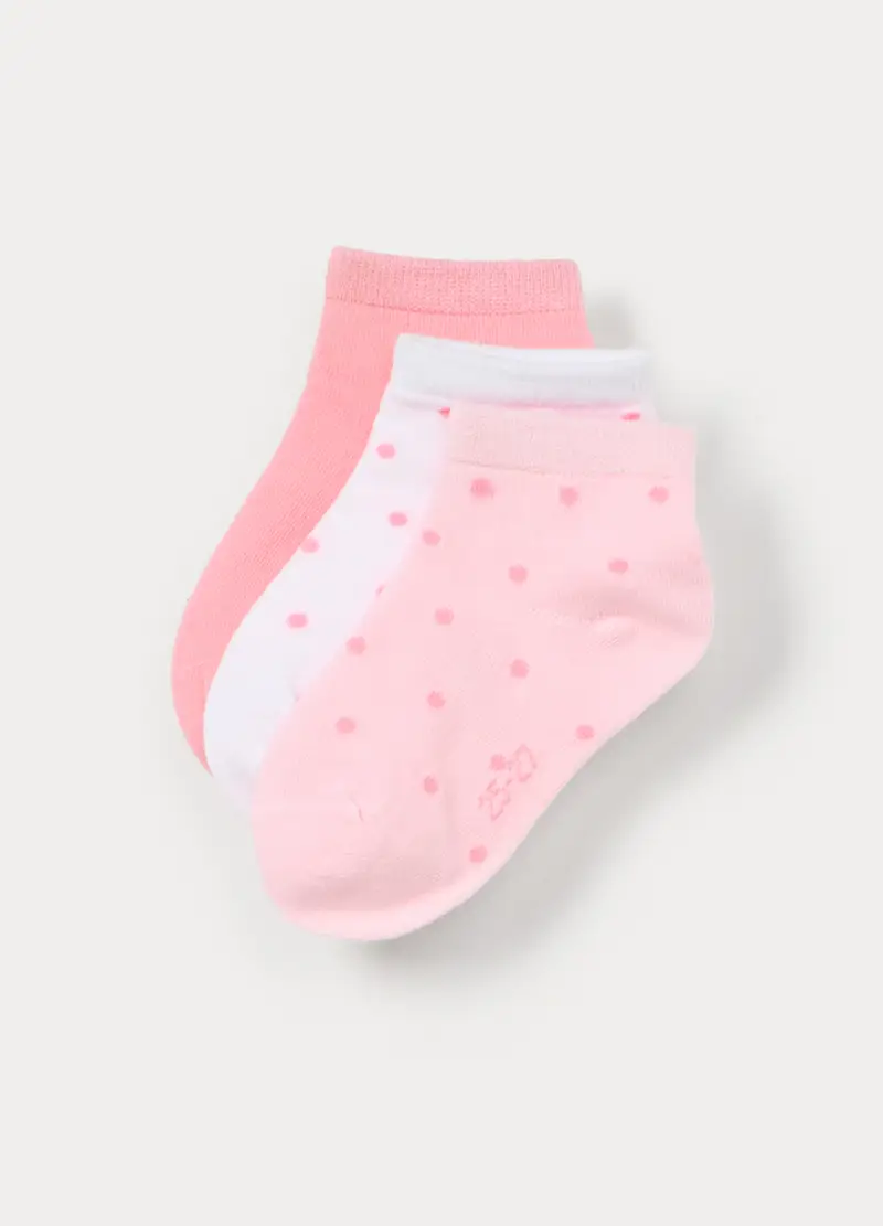 Pack 3 Calze Corte Misto Cotone Stretch, Bambina, Rosa pastello