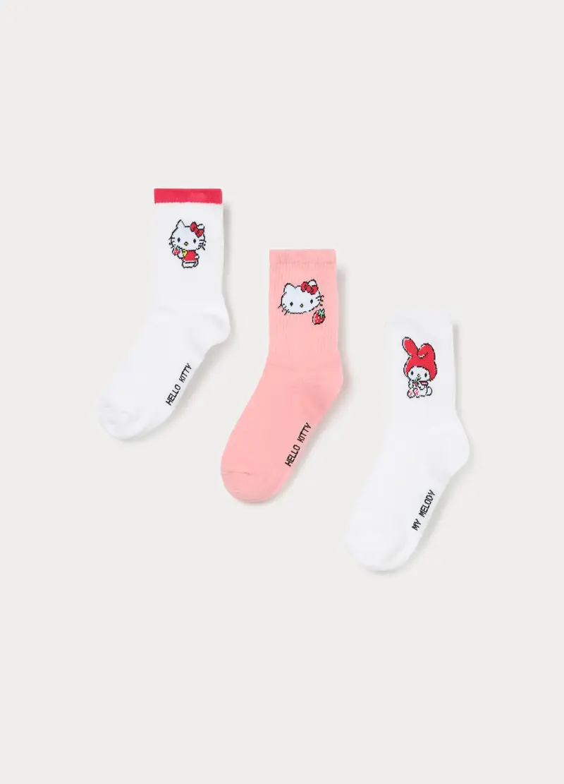 Pack 3 Calze Hello Kitty Misto Cotone, Bambina, Bianco/Rosso miniatura 2