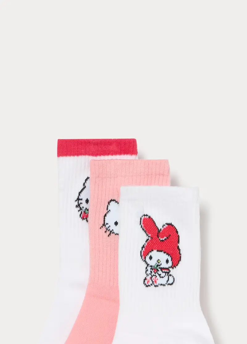 Pack 3 Calze Hello Kitty Misto Cotone, Bambina, Bianco/Rosso miniatura 3