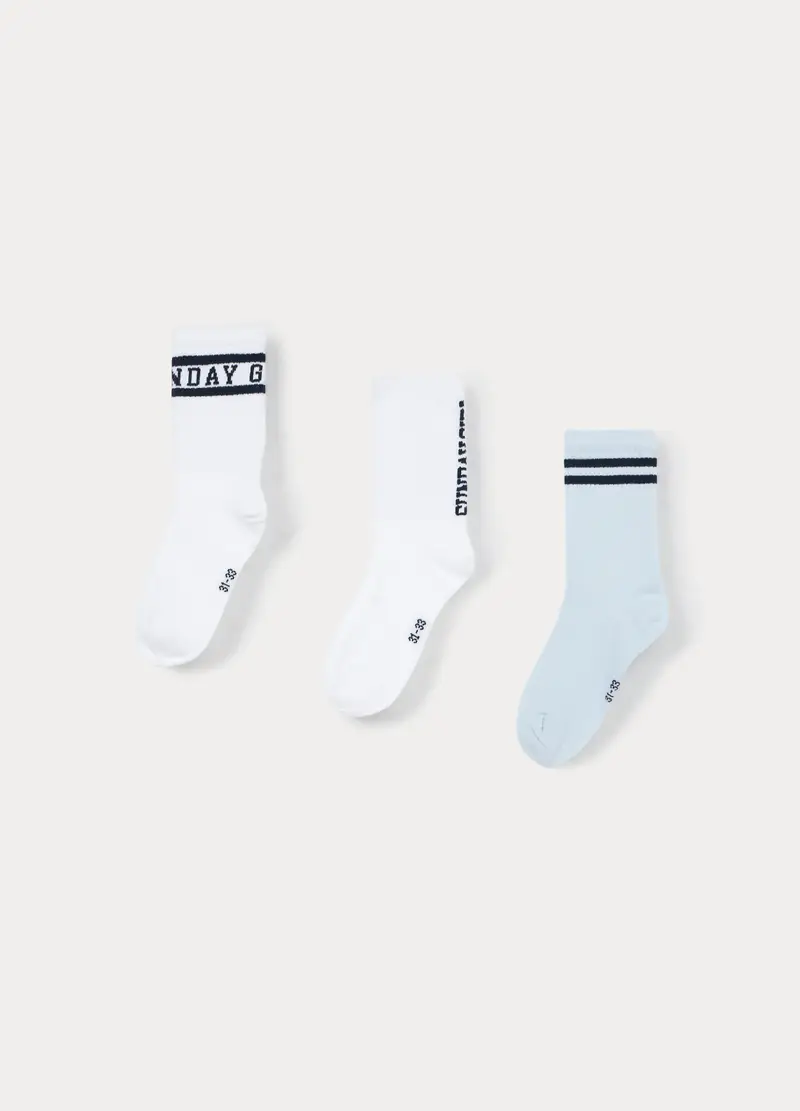 , Pack 3 Calze Misto Cotone Stretch, Bambina, Azzurro chiaro miniatura 2